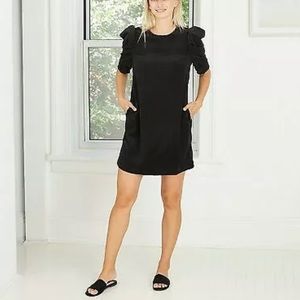 Who What Wear Black Corduroy Puff Sleeve Dress S